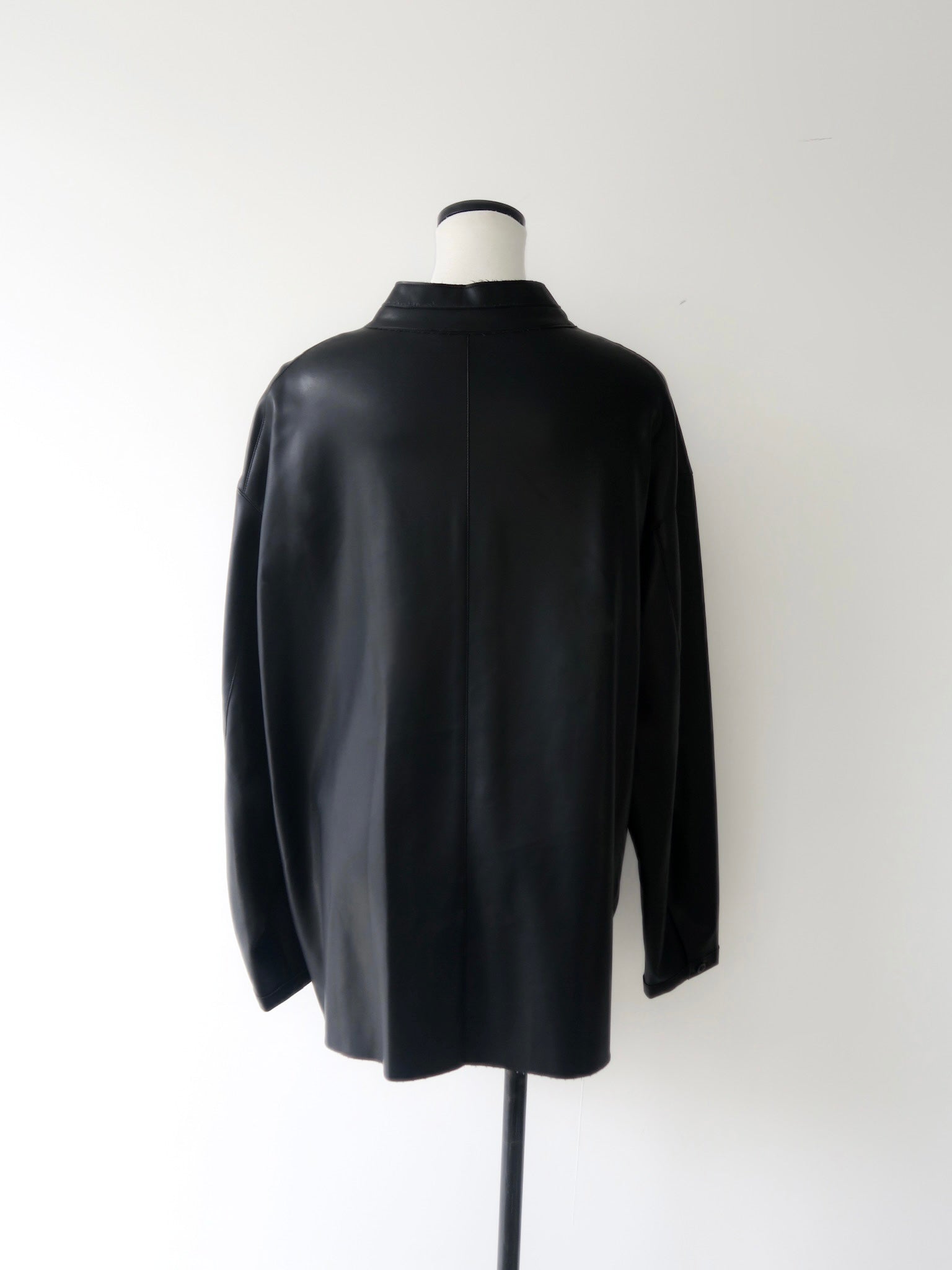 collarless leather jacket