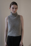 angora turtle sleeve-less knit