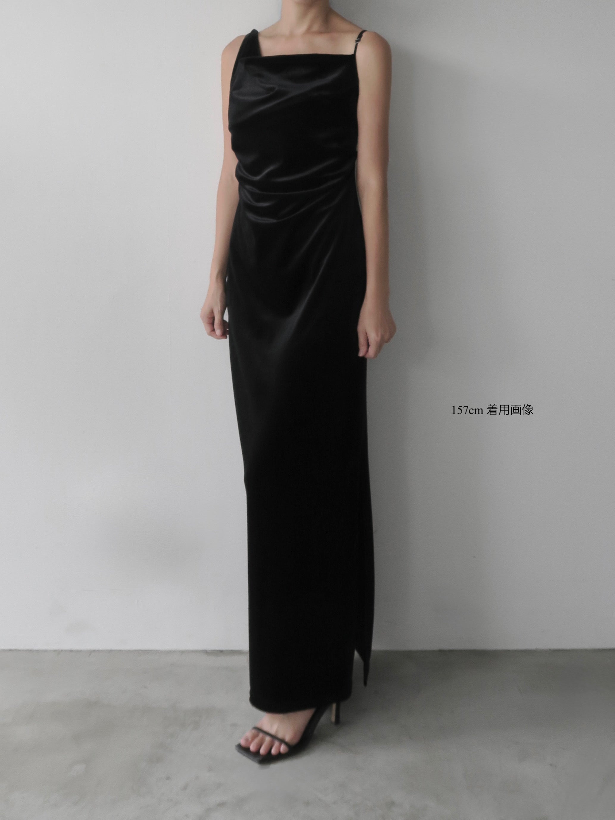 velour asymmetry drape cami dress