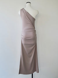 one shoulder ruched dress