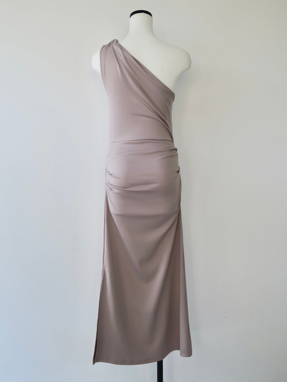one shoulder ruched dress