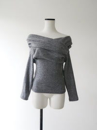 Off-shoulder wrap knit top