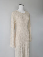 wavy tile pattern long sleeve dress