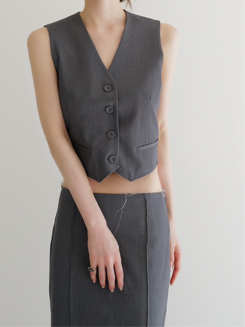 raw hem single vest