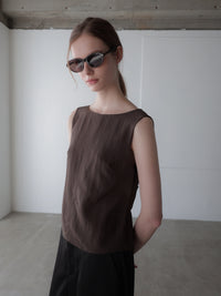 back ribbon linen blouse