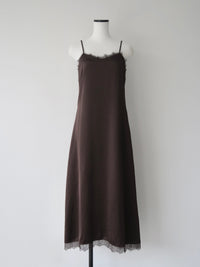 lace satin cami long dress