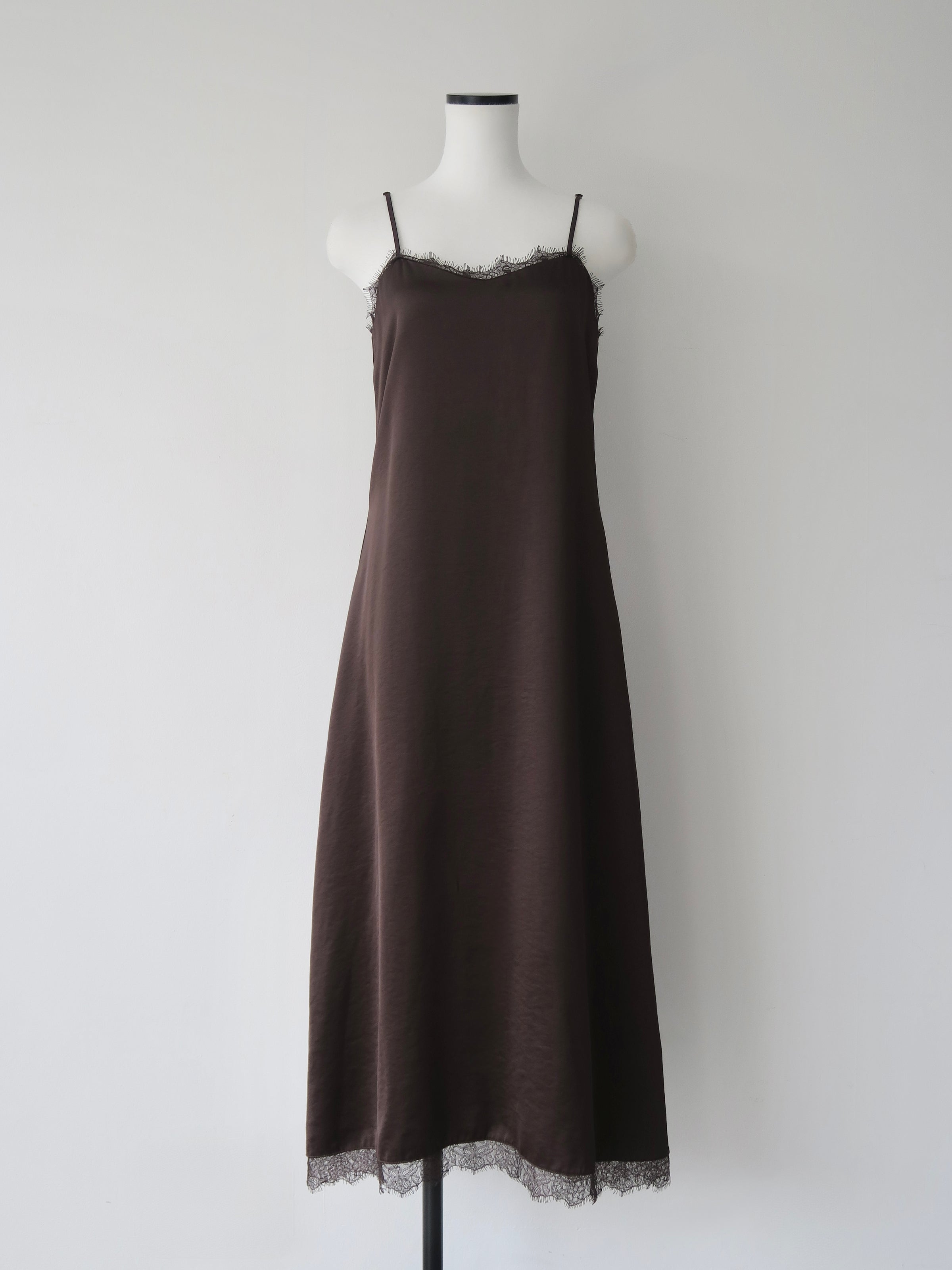 lace satin cami long dress