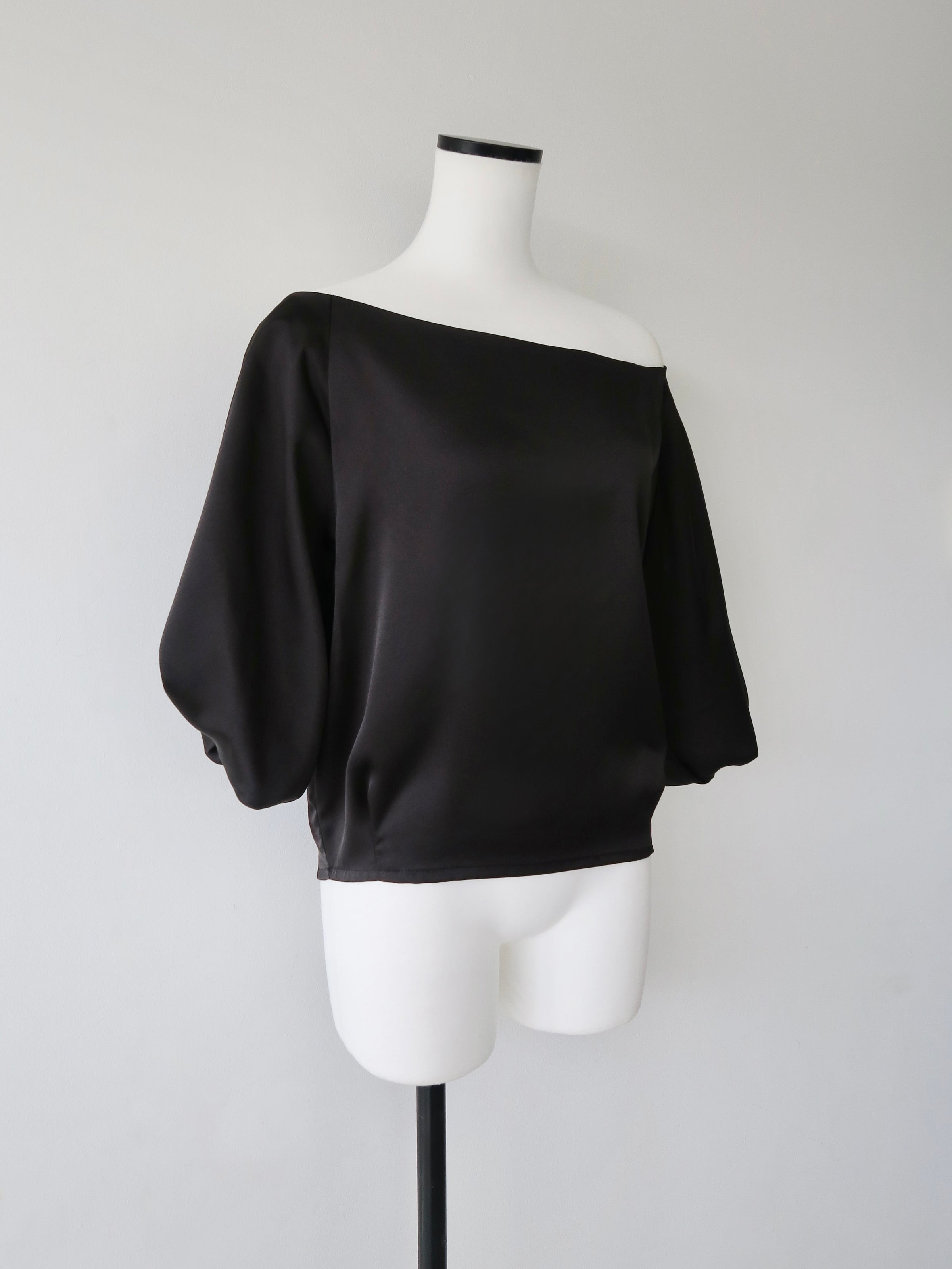 balloon sleeve satin blouse