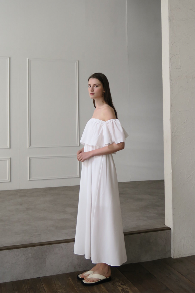 flare top off shoulder dress