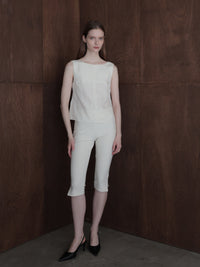 back ribbon linen blouse