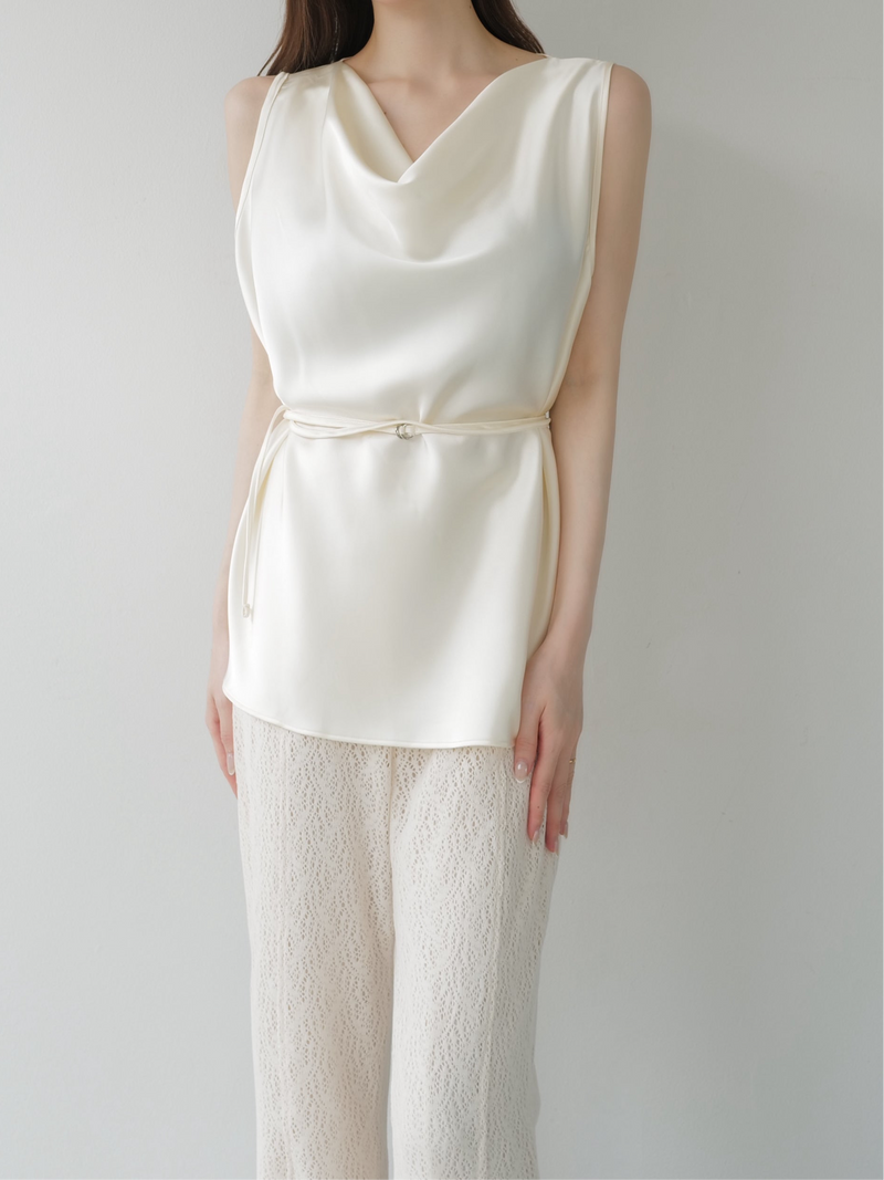 cowl neck satin tank