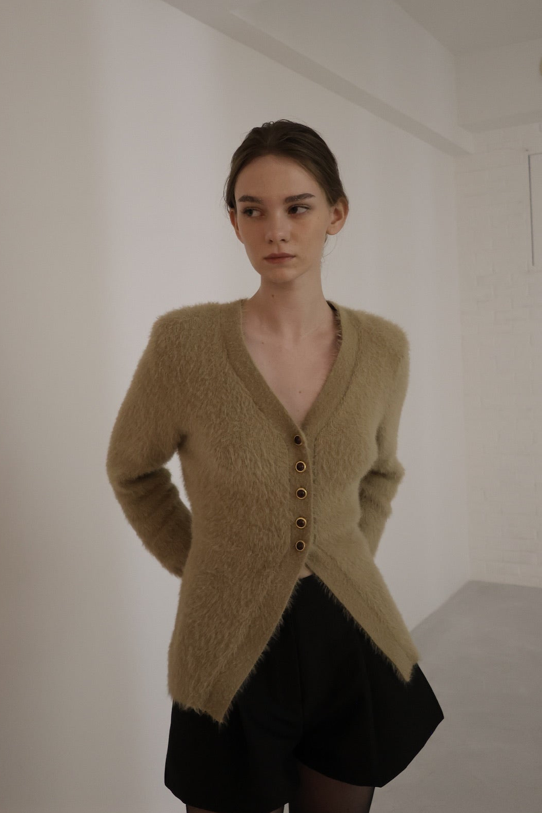 angora slim knit cardigan