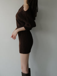 one shoulder knit mini dress
