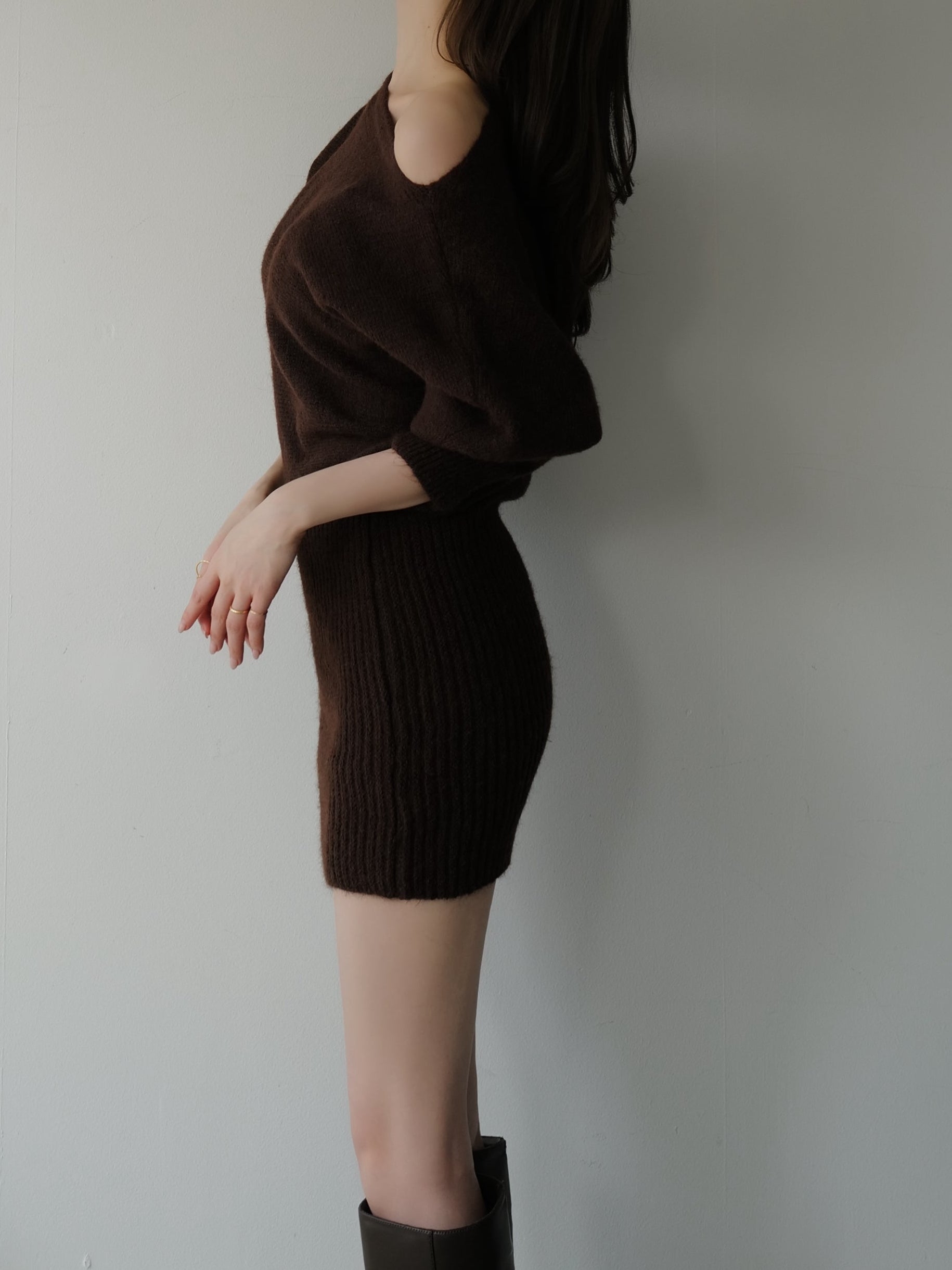 one shoulder knit mini dress
