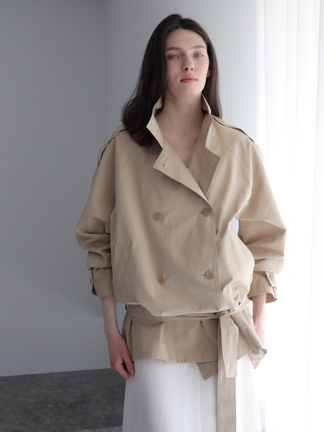 modern short trench coat