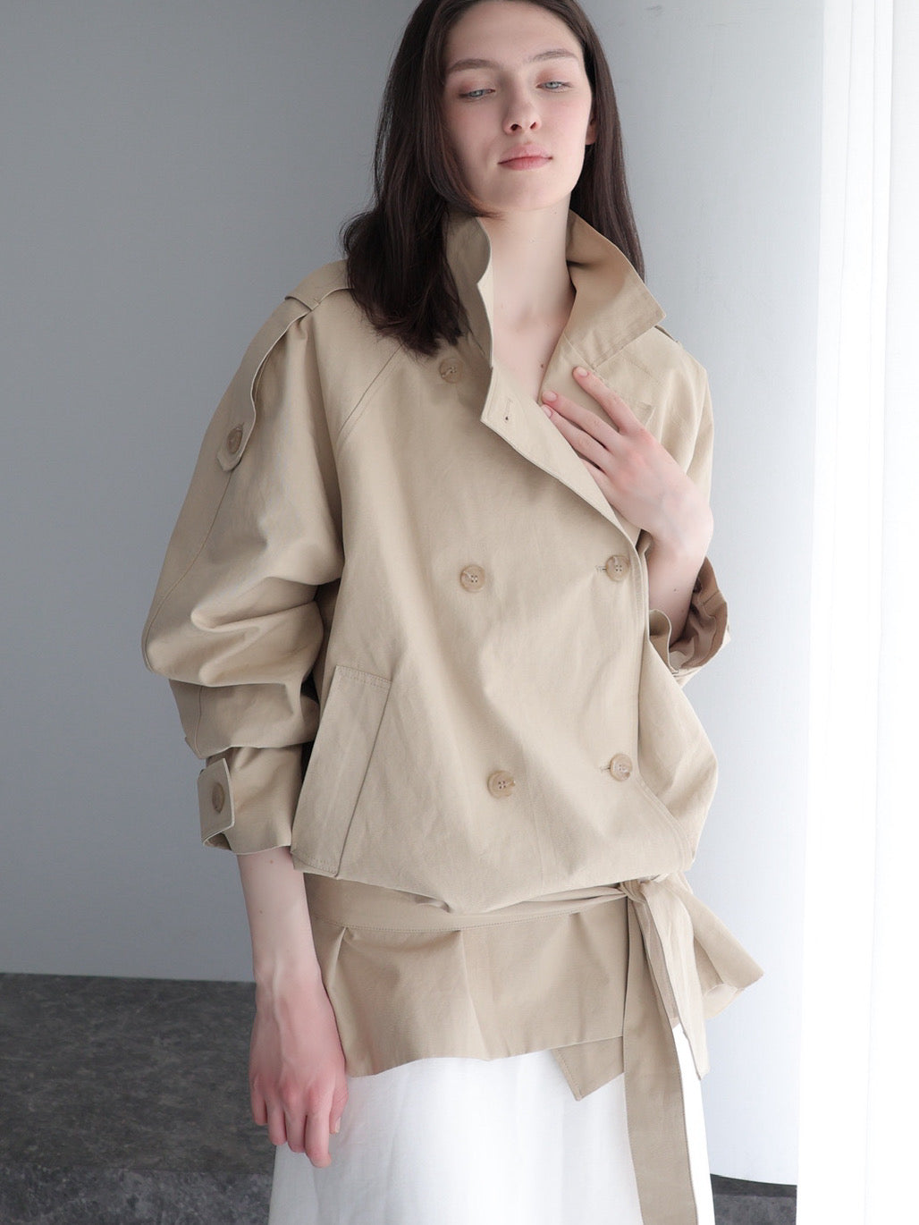 modern short trench coat