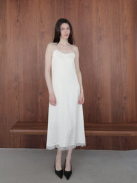 lace satin cami long dress