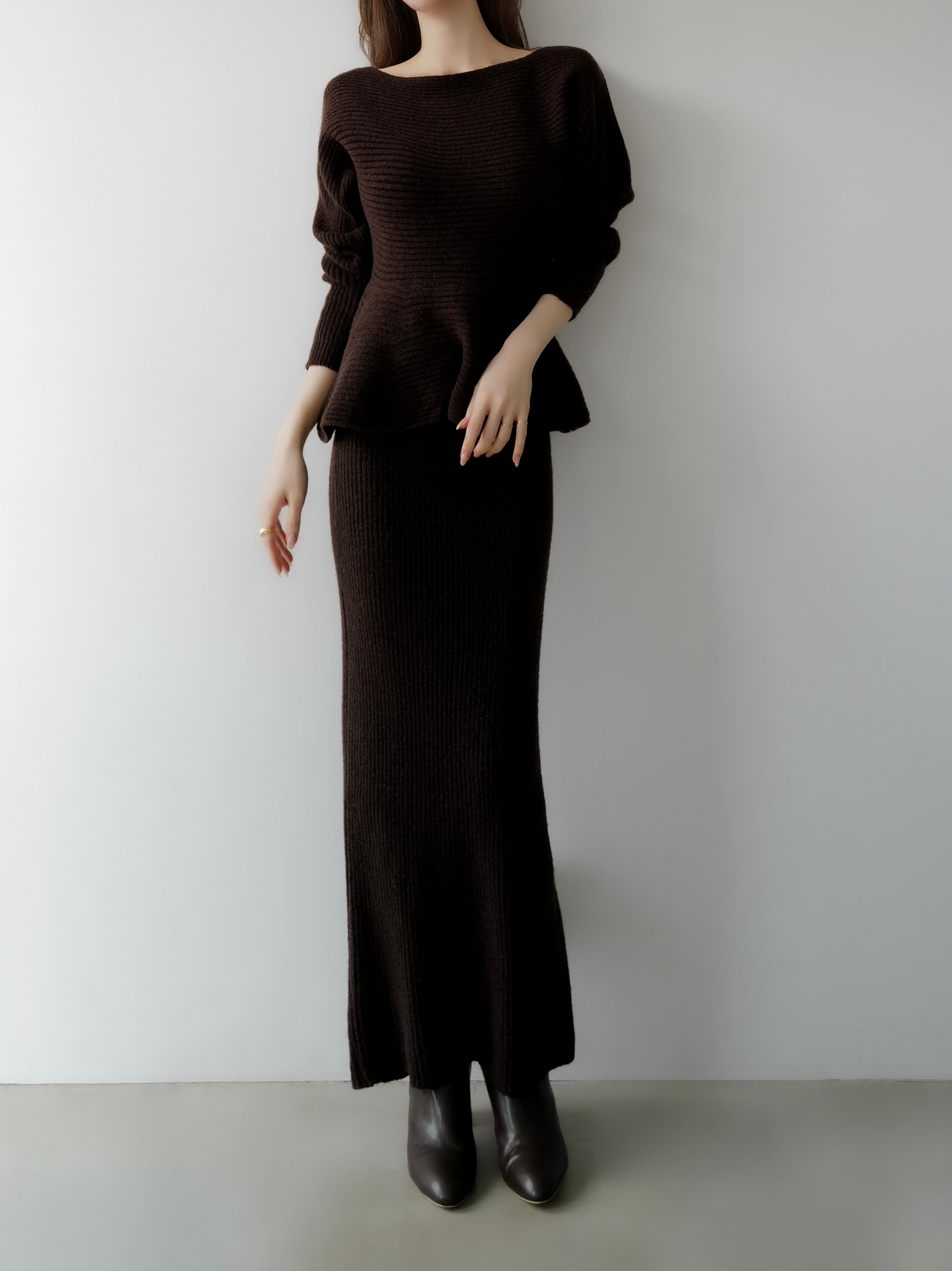 textured peplum knit set – célon