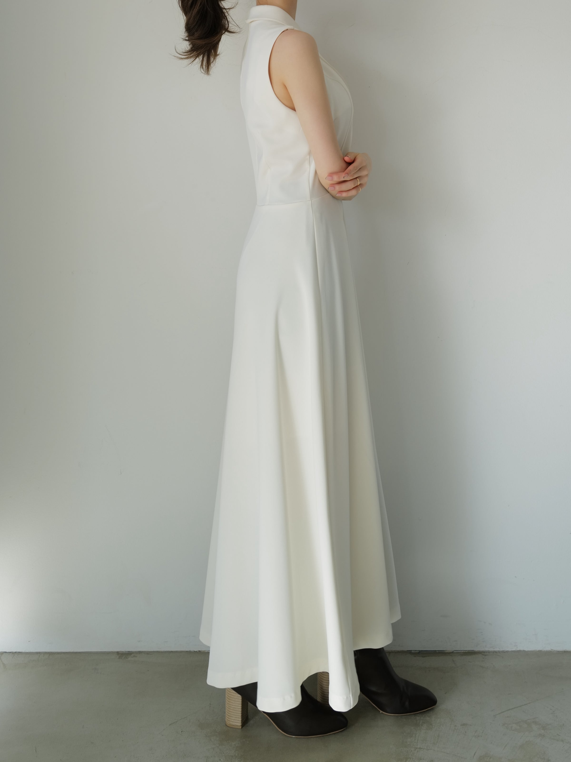 shawl collar sleeveless dress