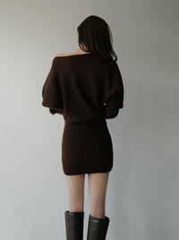 one shoulder knit mini dress