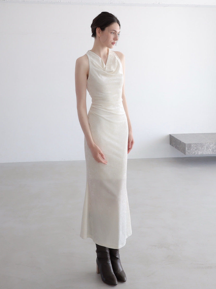 drape velour long dress – célon