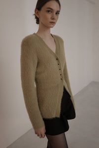 angora slim knit cardigan