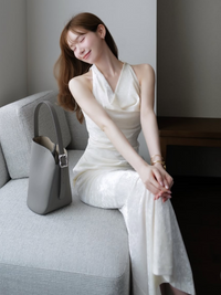 drape velour long dress