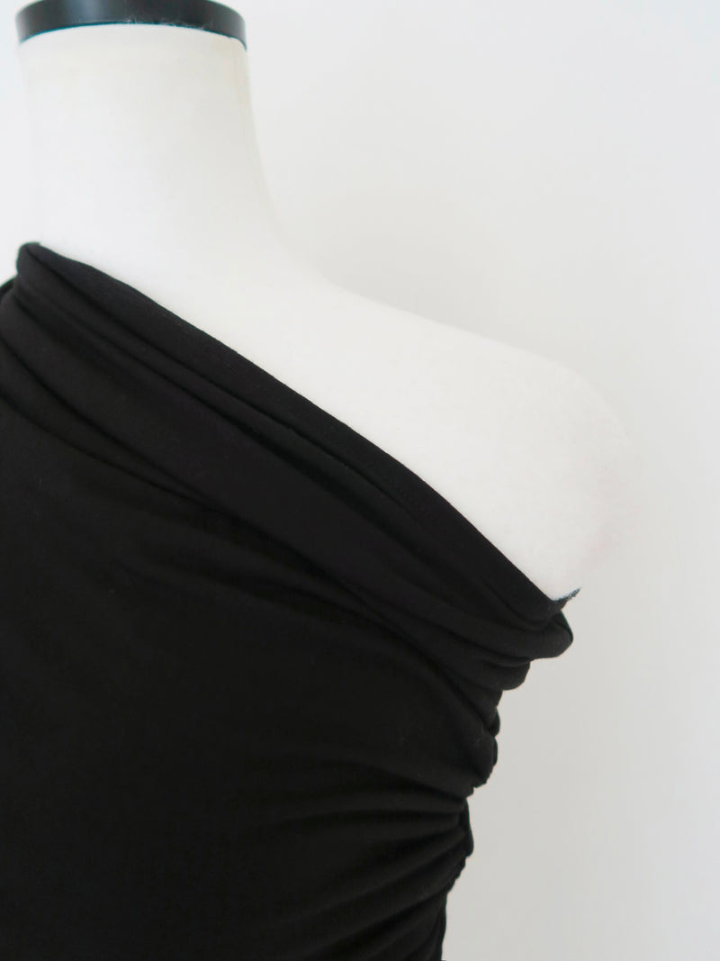 one shoulder ruched tank