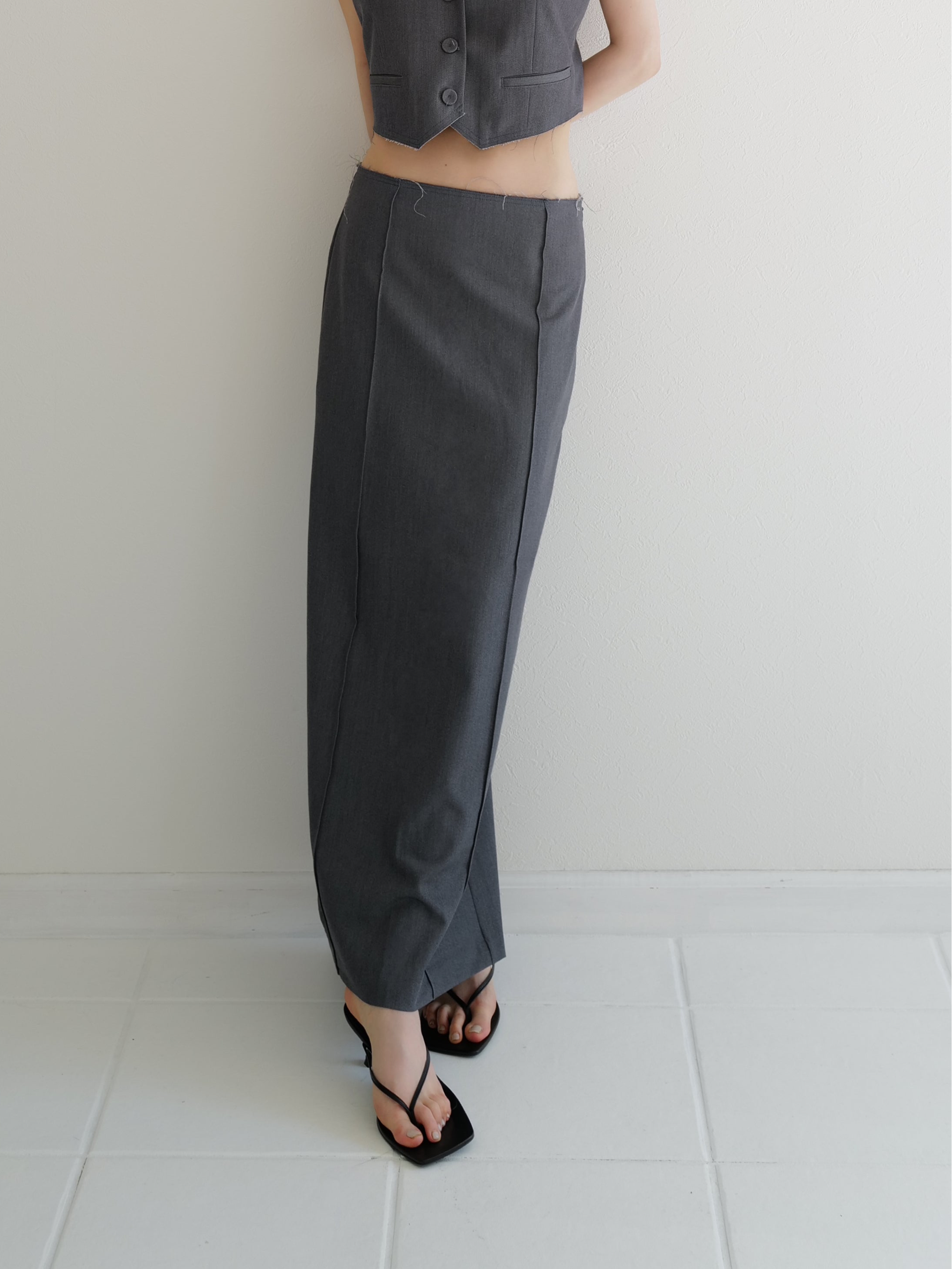 summer sale / raw hem slim long skirt