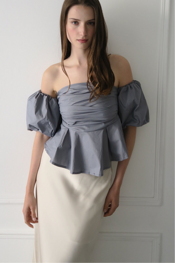 トップス maison celon puff sleeve peplum blouse puff sleeve peplum blouse – célon