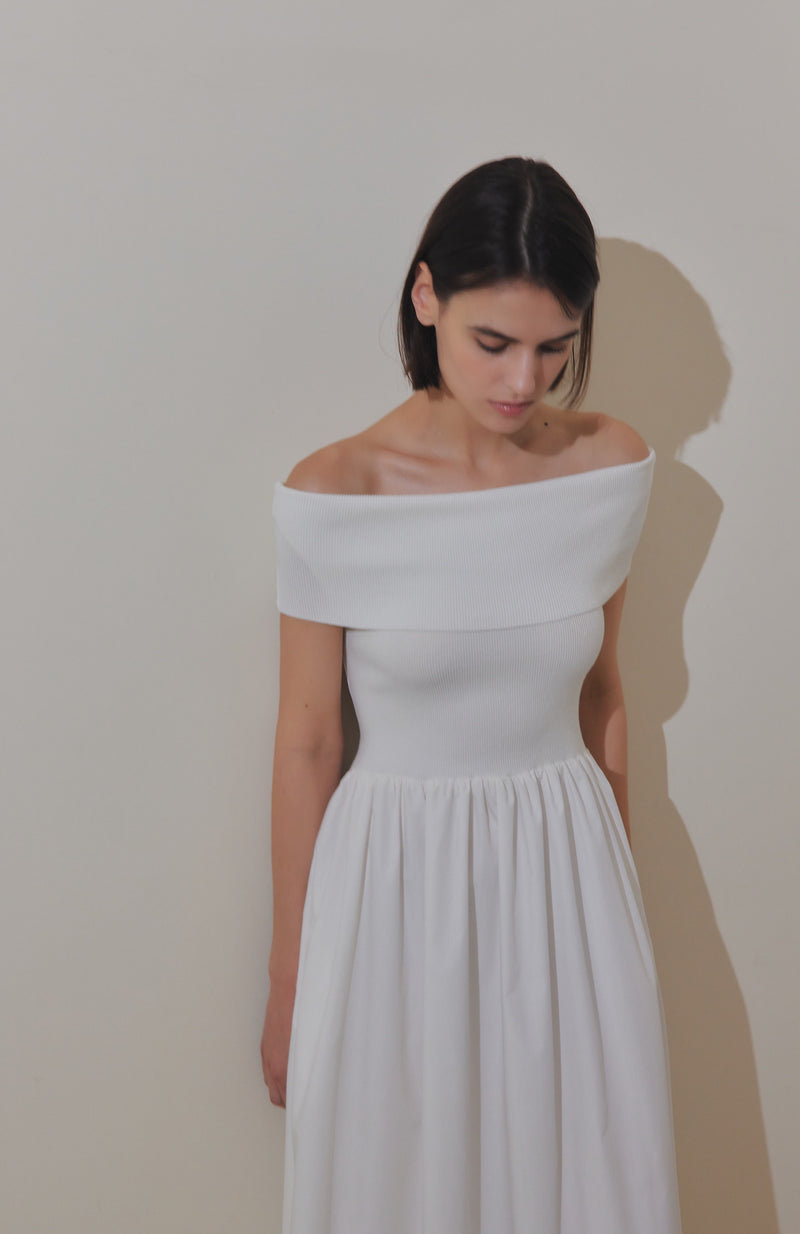 off shoulder switching dress