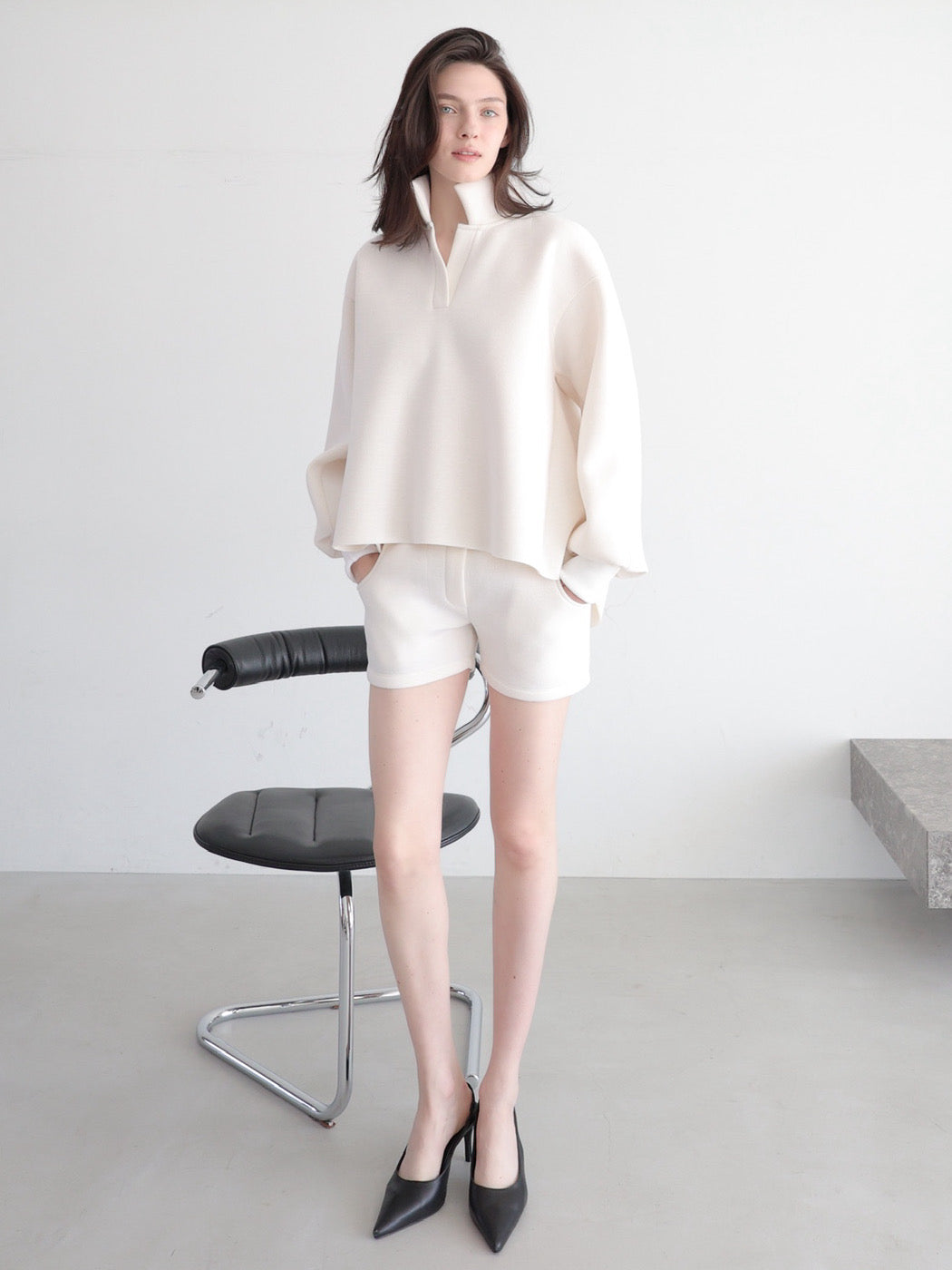 open neck sweat top