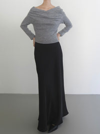 Off-shoulder wrap knit top
