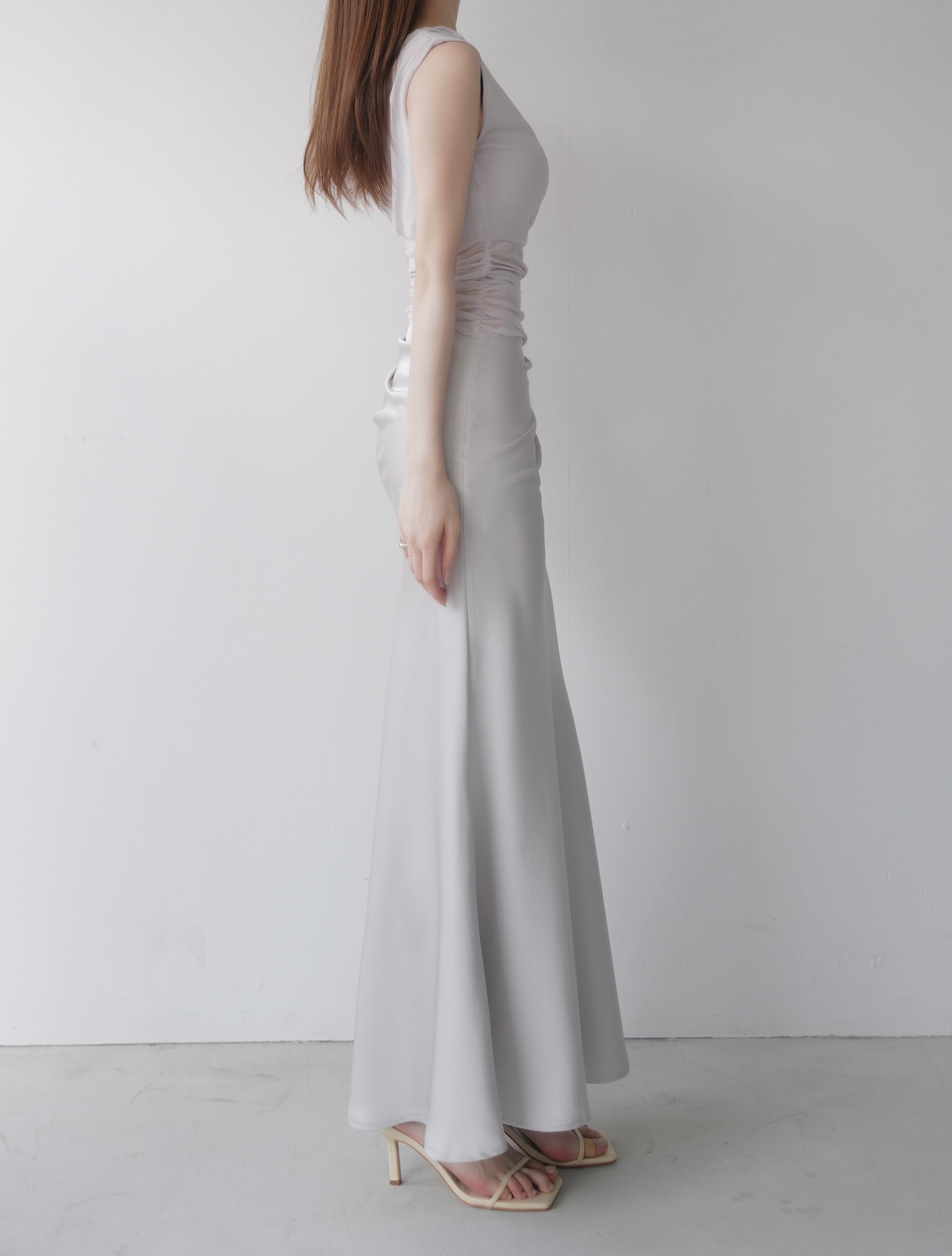 sheer nuance gathered dress