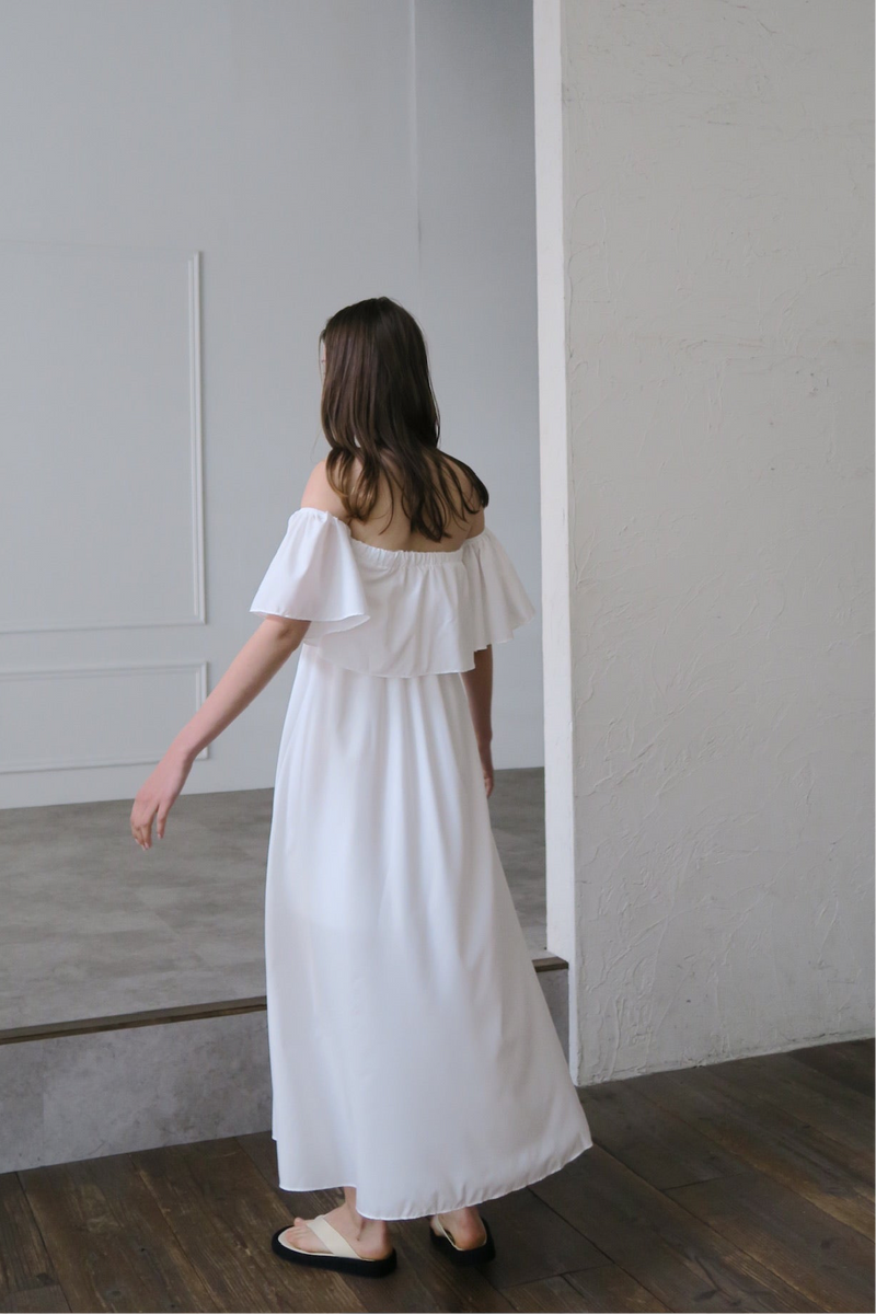 flare top off shoulder dress