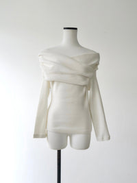 Off-shoulder wrap knit top