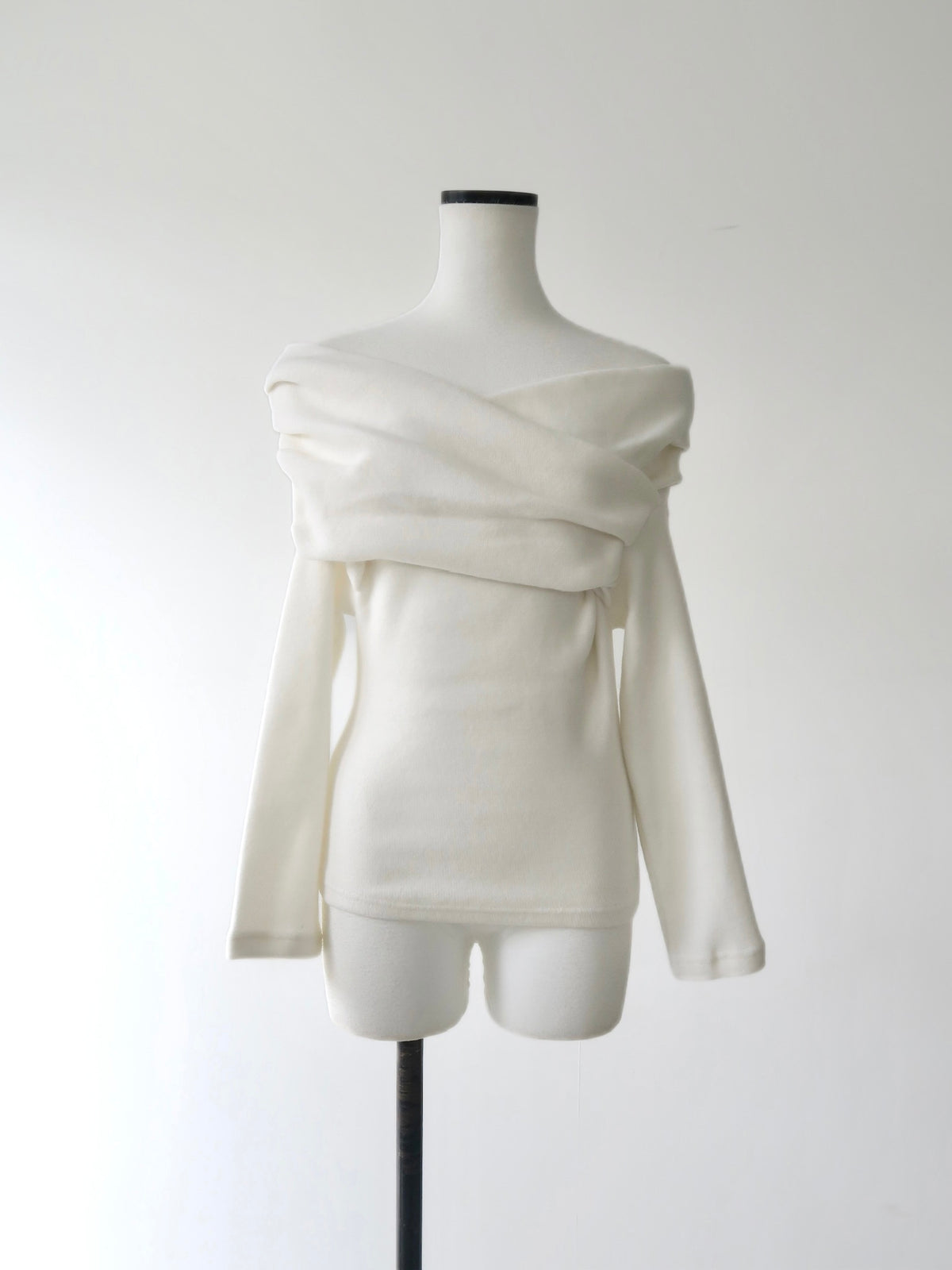 Off-shoulder wrap knit top
