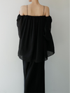 off shoulder chiffon blouse