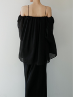 off shoulder chiffon blouse