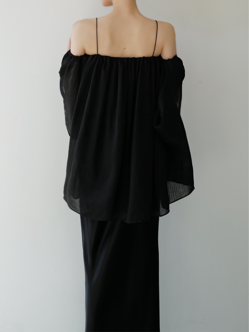 off shoulder chiffon blouse