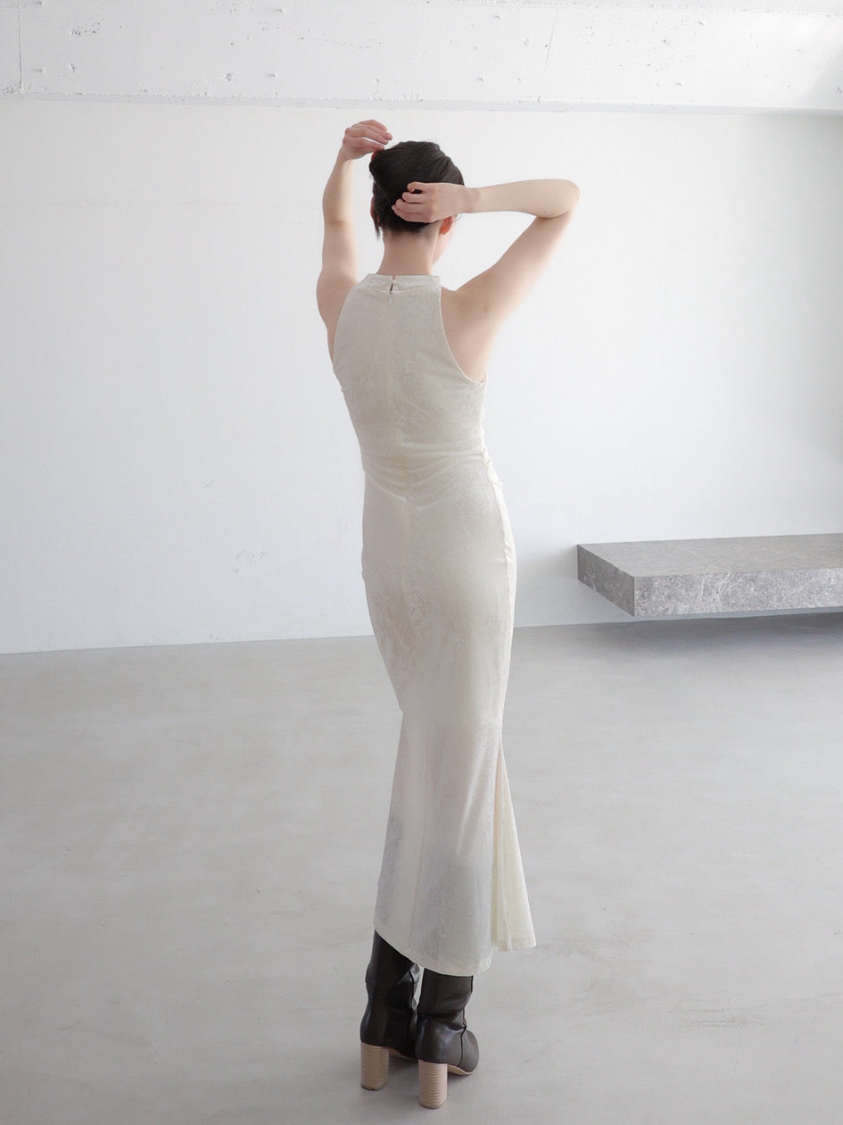 drape velour long dress – célon