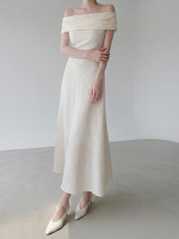 tencel drape off-shoulder dress