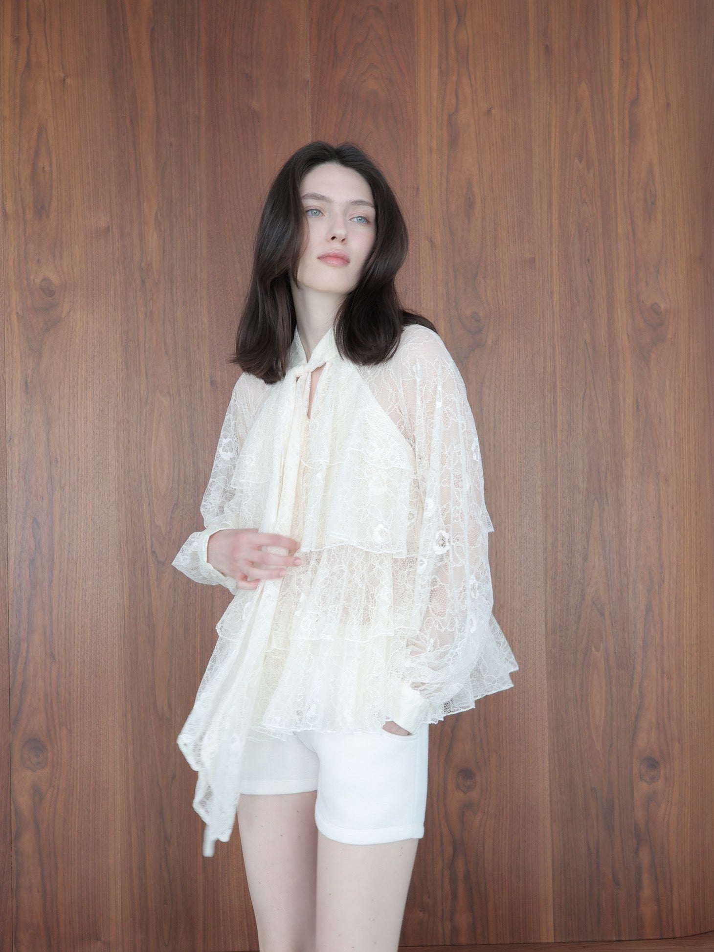 final sale / lace bow tiered blouse – célon