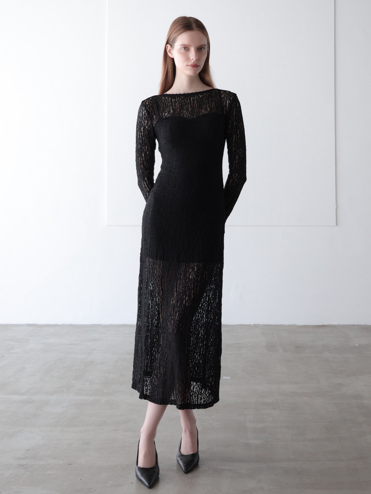 romantic lace sheer back dress