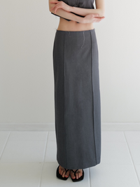 summer sale / raw hem slim long skirt