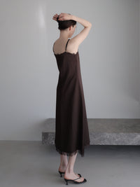 lace satin cami long dress