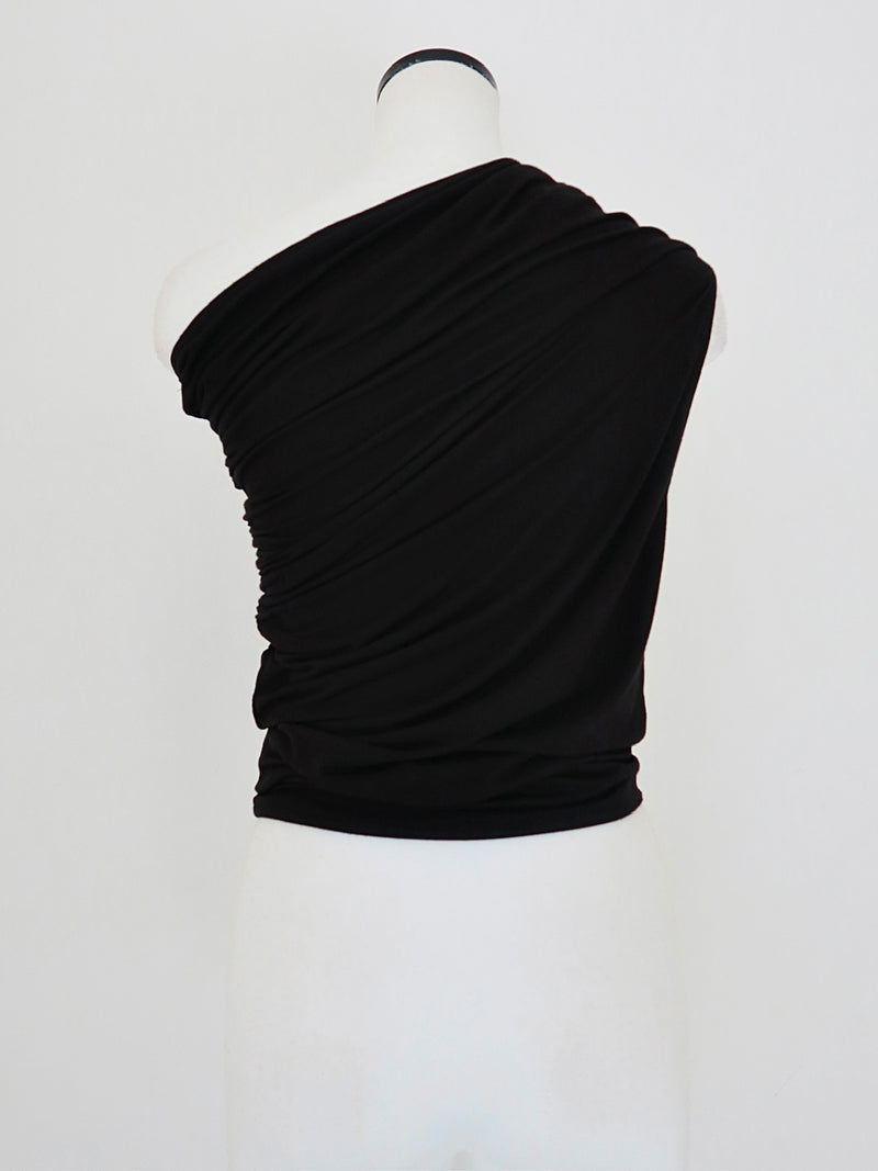 one shoulder ruched tank
