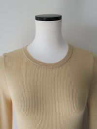 cashmere ribbed frill sleeve top