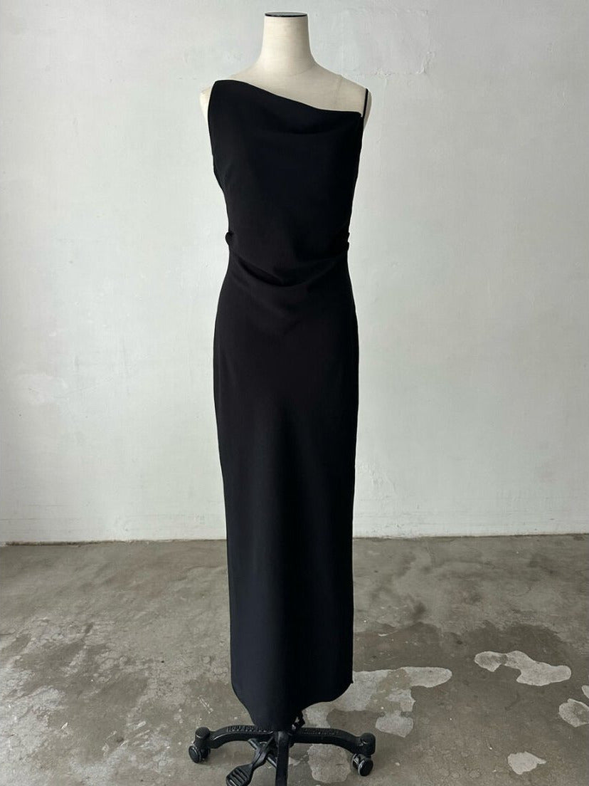asymmetry drape cami dress – célon
