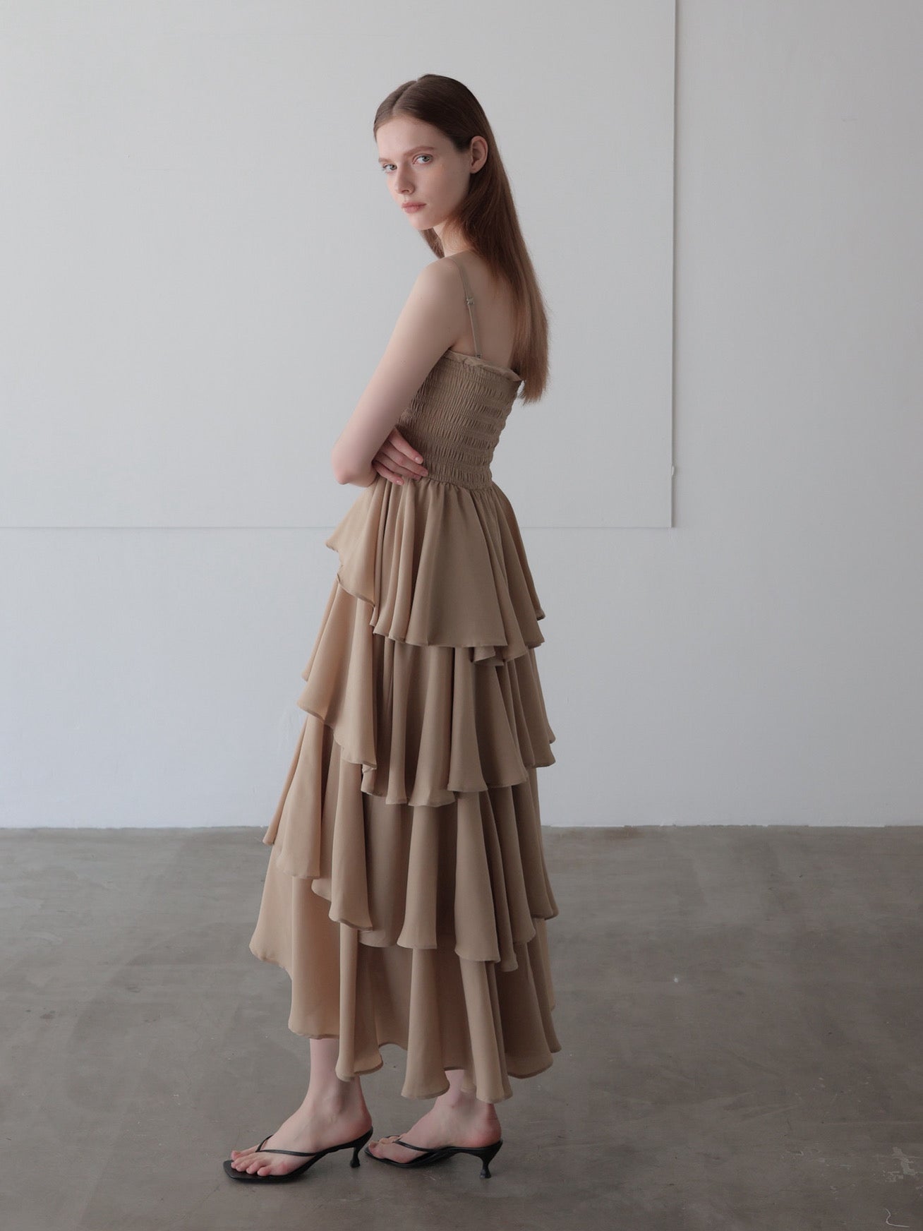 frill tiered maxi dress – célon